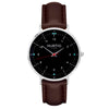 hurtig lane vegan leather watch silver, black & dark brown vegane uhren