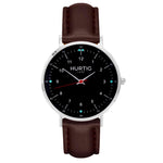 Moderno Vegan Leather Watch Silver, Black & Black Watch Hurtig Lane Vegan Watches