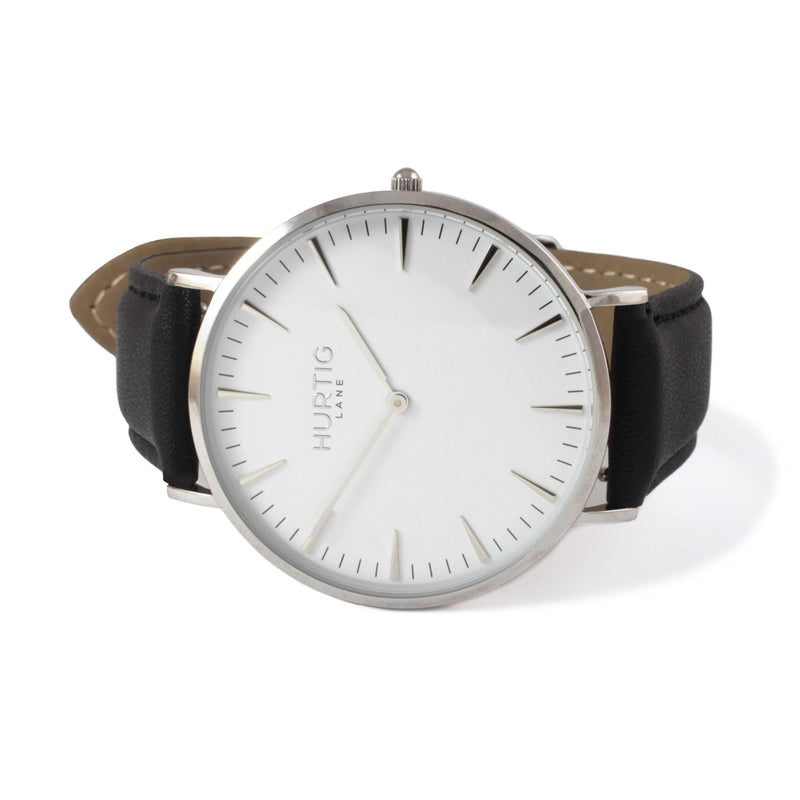 Mykonos Vegan Leather Silver/White/Black - hurtig-lane-vegan-watches