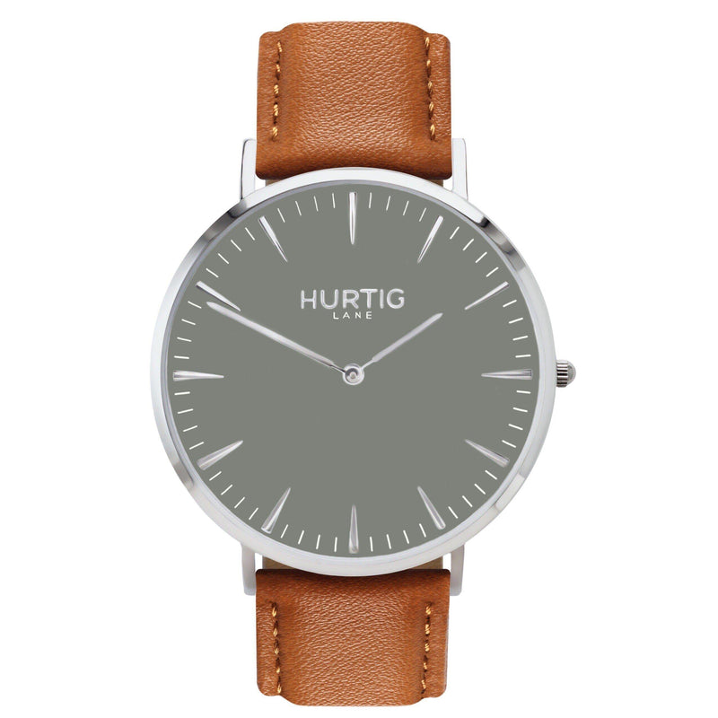 Mykonos Vegan Leather Silver/Grey/Tan Watch Hurtig Lane Vegan Watches