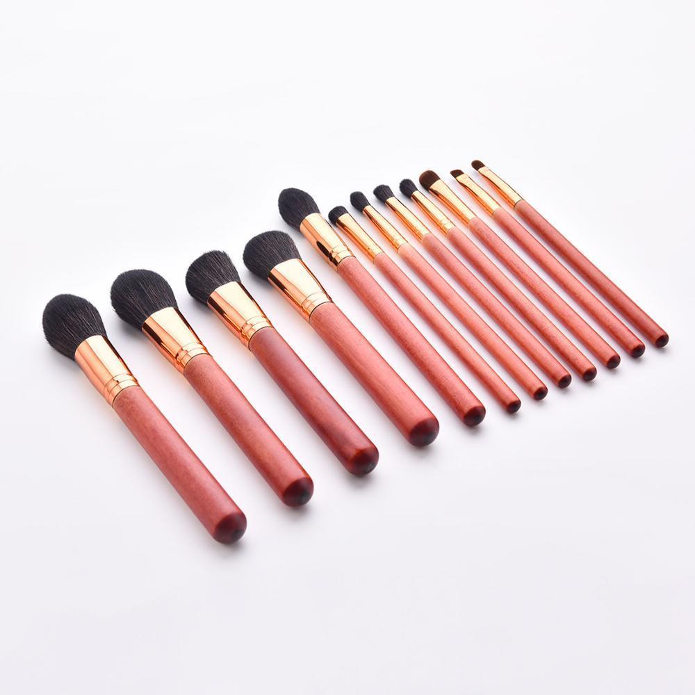 vegan makeup brush set. wood brushes